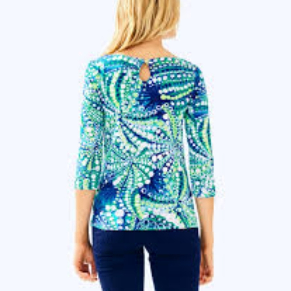 LILLY PULITZER Waverly Top Bright Navy A Jungle In Here Small LNC - Picture 2 of 11